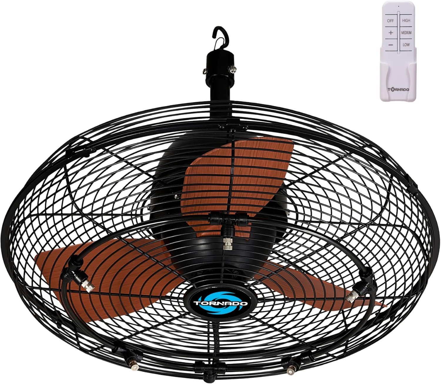 20 Inch Outdoor Ceiling Mount Fan with Misting Kit – Quiet 3-Speed, 3300 CFM, IP