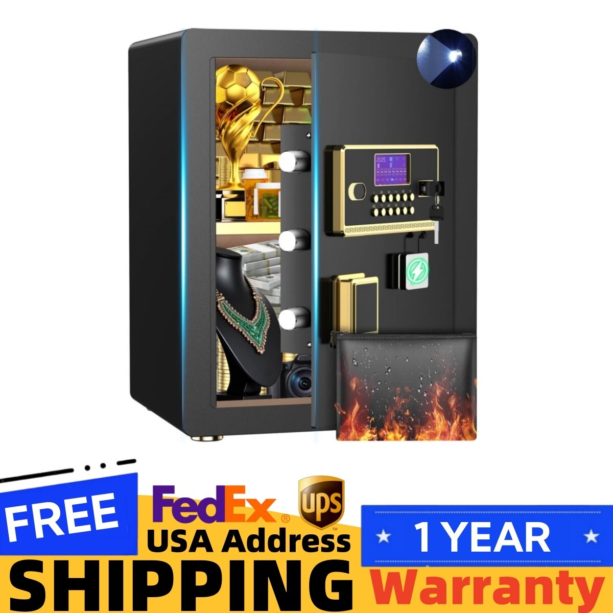 3.5 Large Safe Box Digital Keypad Home Security Safe Gift Guide Alarm System