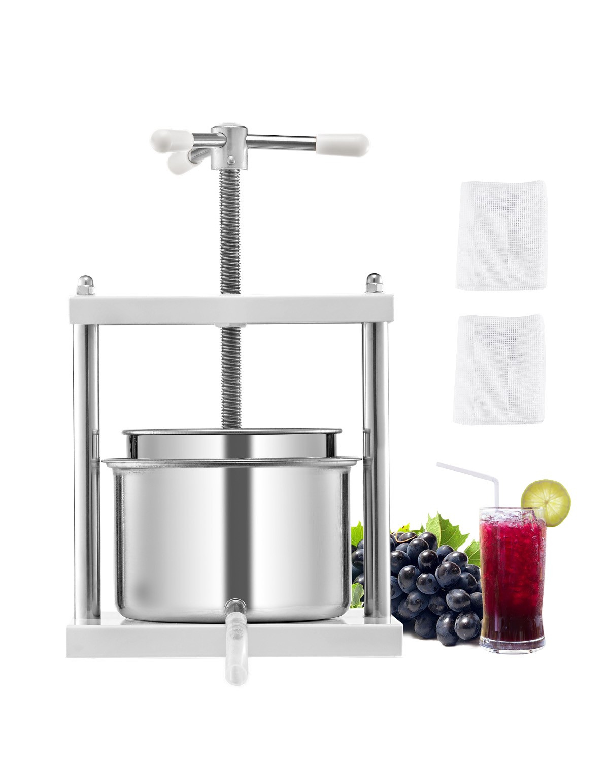 Uimoso Fruit Wine Press Manual Press for Wine Making 1.45 Gal/5L Stainless Steel