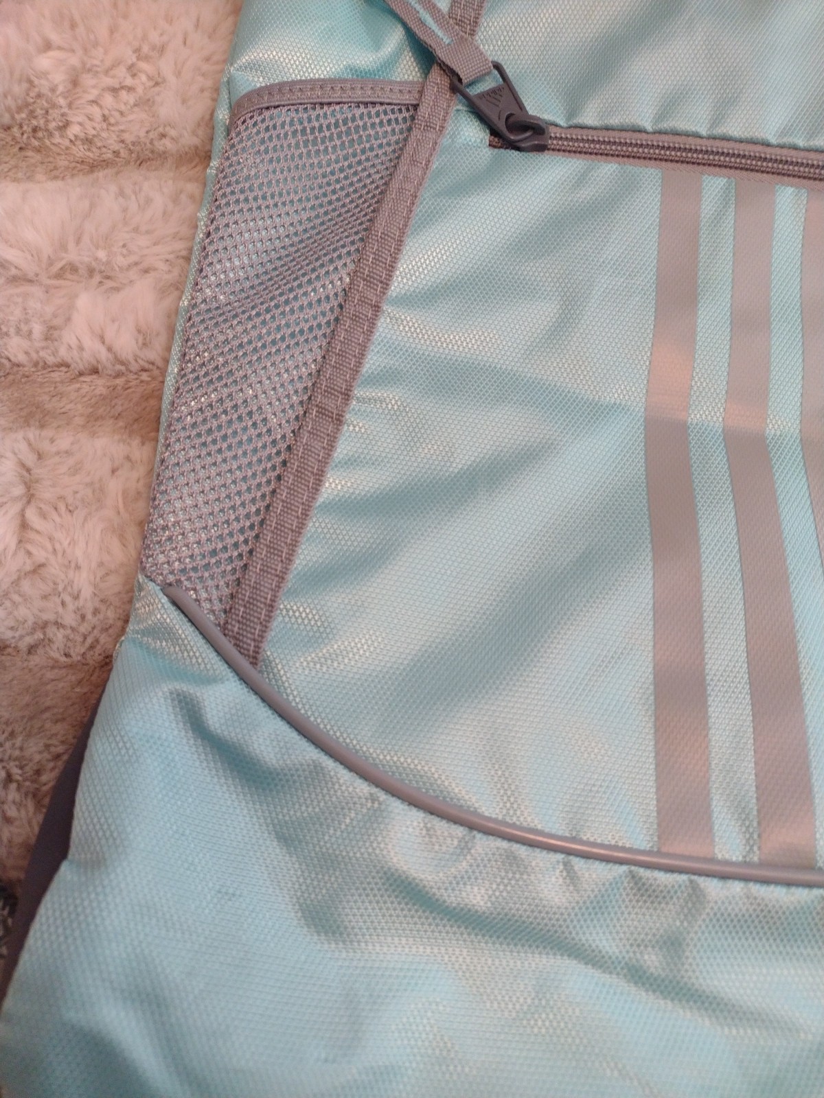 Adidas Drawstring Backpack Mint/Teal Grey Drawstring Gym Bag Mesh Zip Pocket