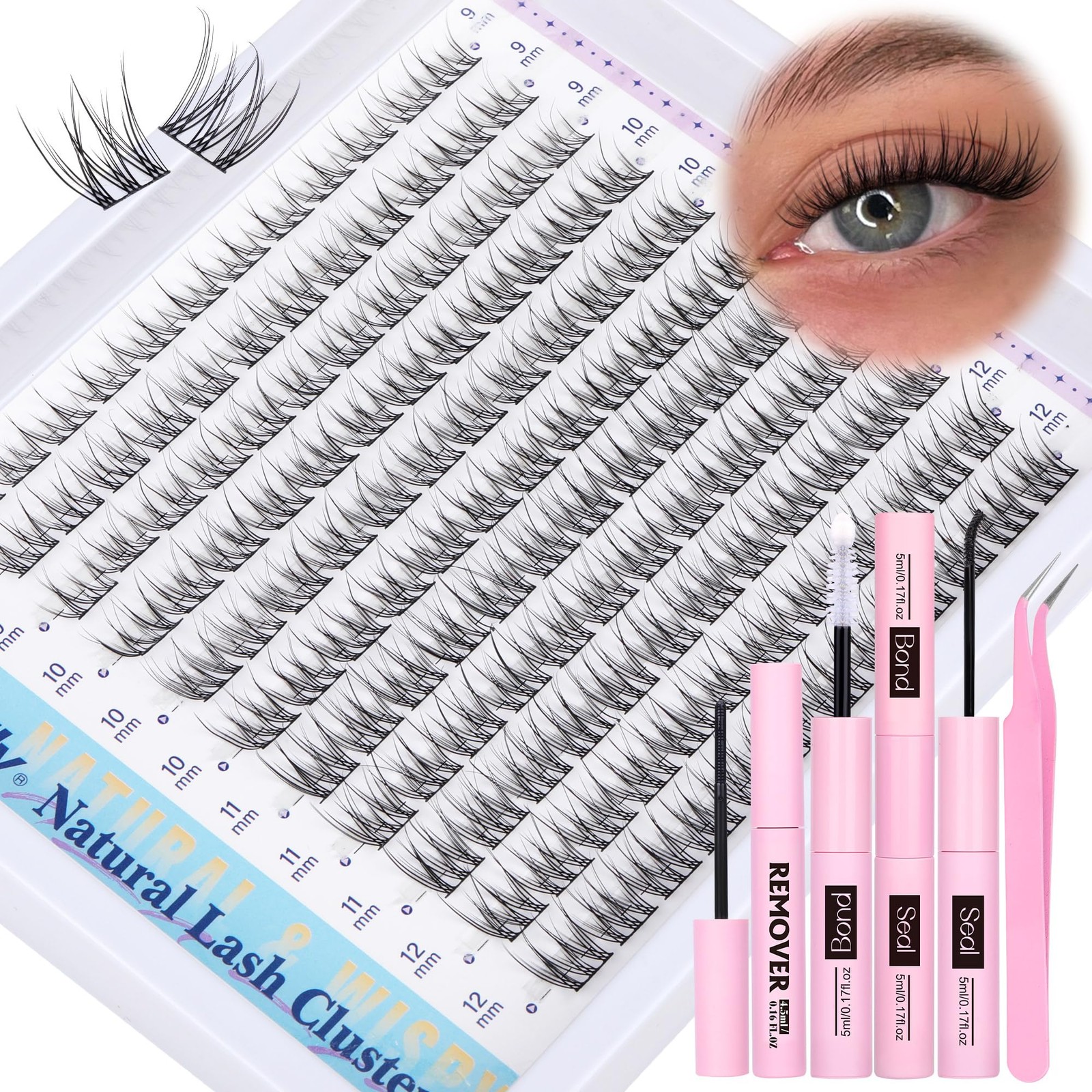 Natural Lash Clusters Kit DIY Extension 1 count (Pack of 1), Black