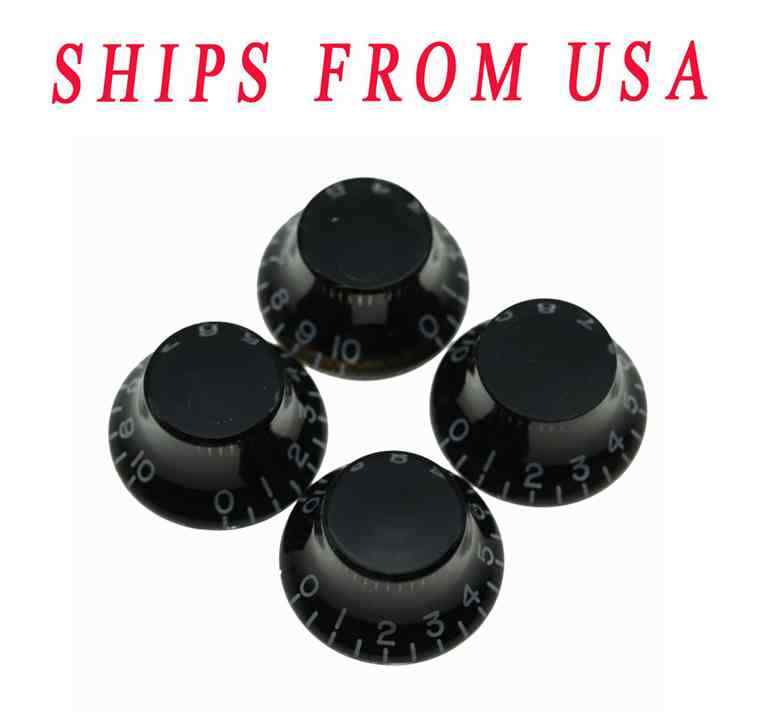 LP Guitar Bell Knobs 24 Fine Spline Top Hat Knobs fits Gibson Les Paul Black