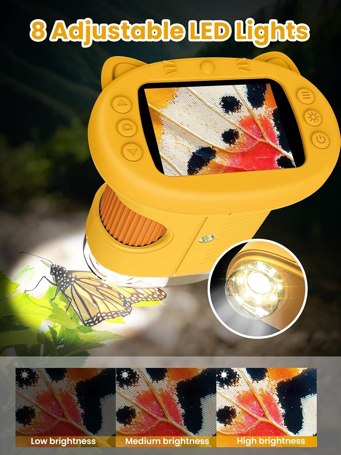 2.4-Inch Kids Digital Microscope with 1000X Magnification - Educational Yello...