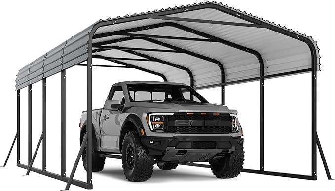 Garvee 12x20FT Heavy Duty Metal Carport Galvanized Steel Roof Outdoor Shelter