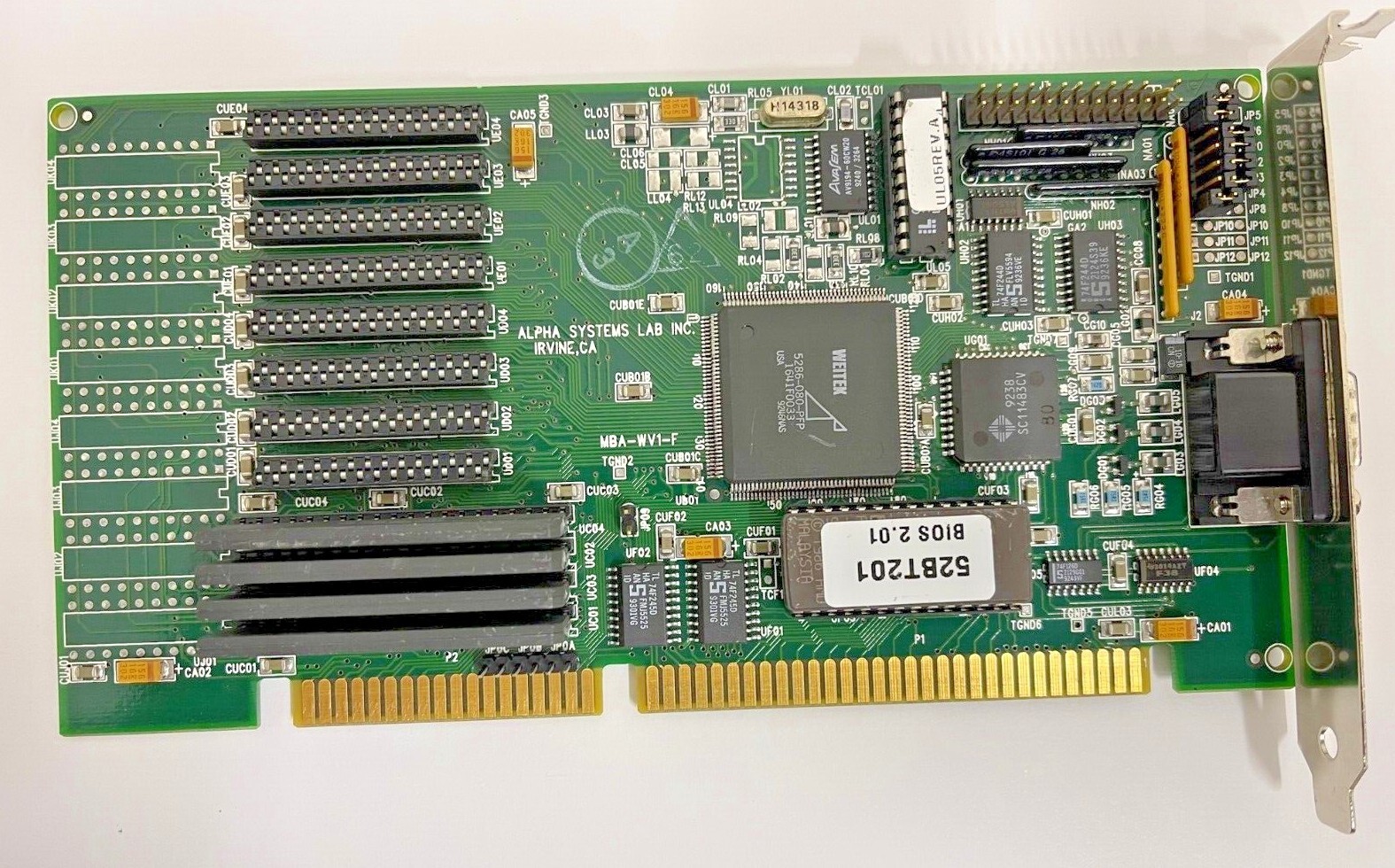 RARE VINTAGE ALPHA SYSTEMS LAB WEITEK 5286-080-PFP ZIPP MEM ISA VGA CARD MXB64