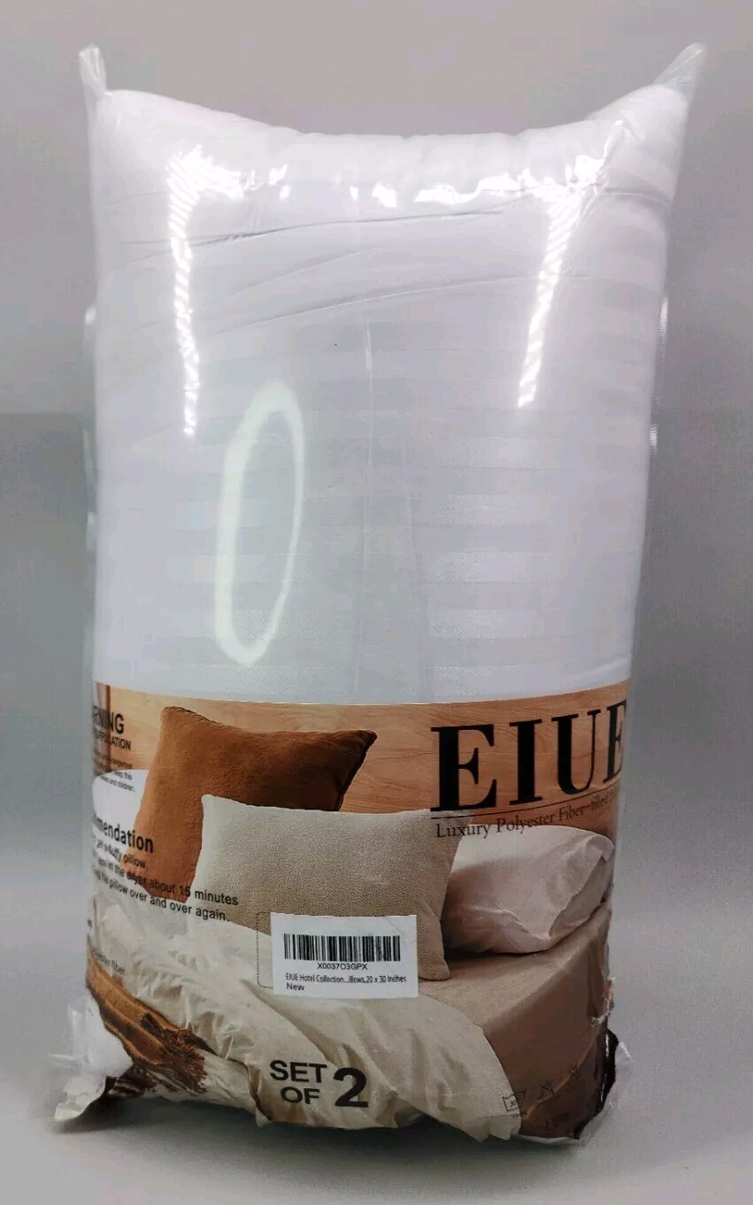 EIUE Hotel Collection White 20"×30" Bed Pillows for Sleeping, 2 Pack