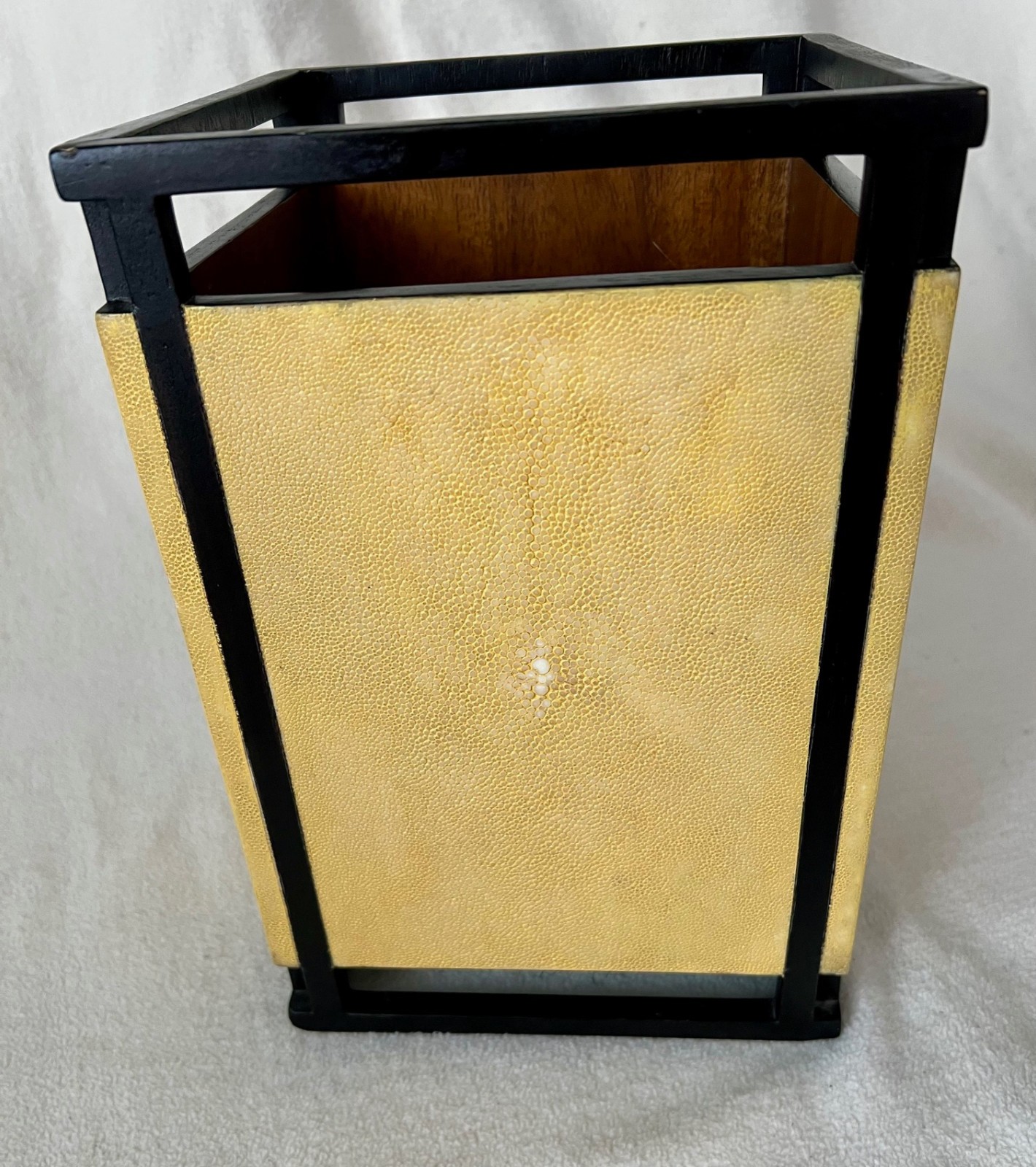 Vintage R &Y Augousti Exotic Shagreen Stingray Wood Contemporary Waste Basket