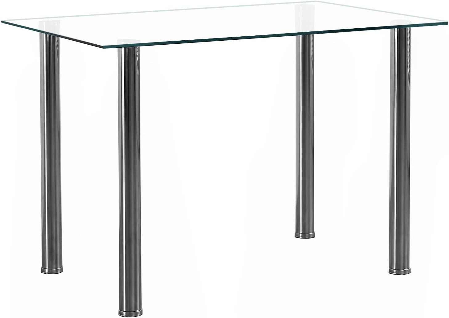 43.3-Inch Silver Modern Kitchen & Dining Table - Stylish & Compact Design