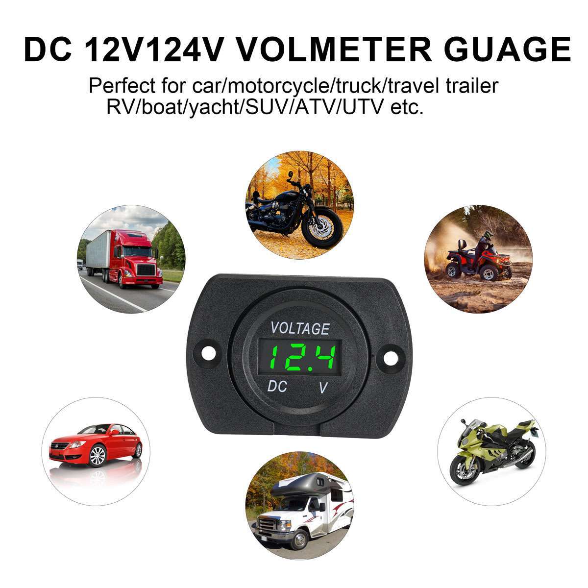 DC12V-24V Car Panel LED Digital Display Voltmeter Voltage Meter Battery Gauge