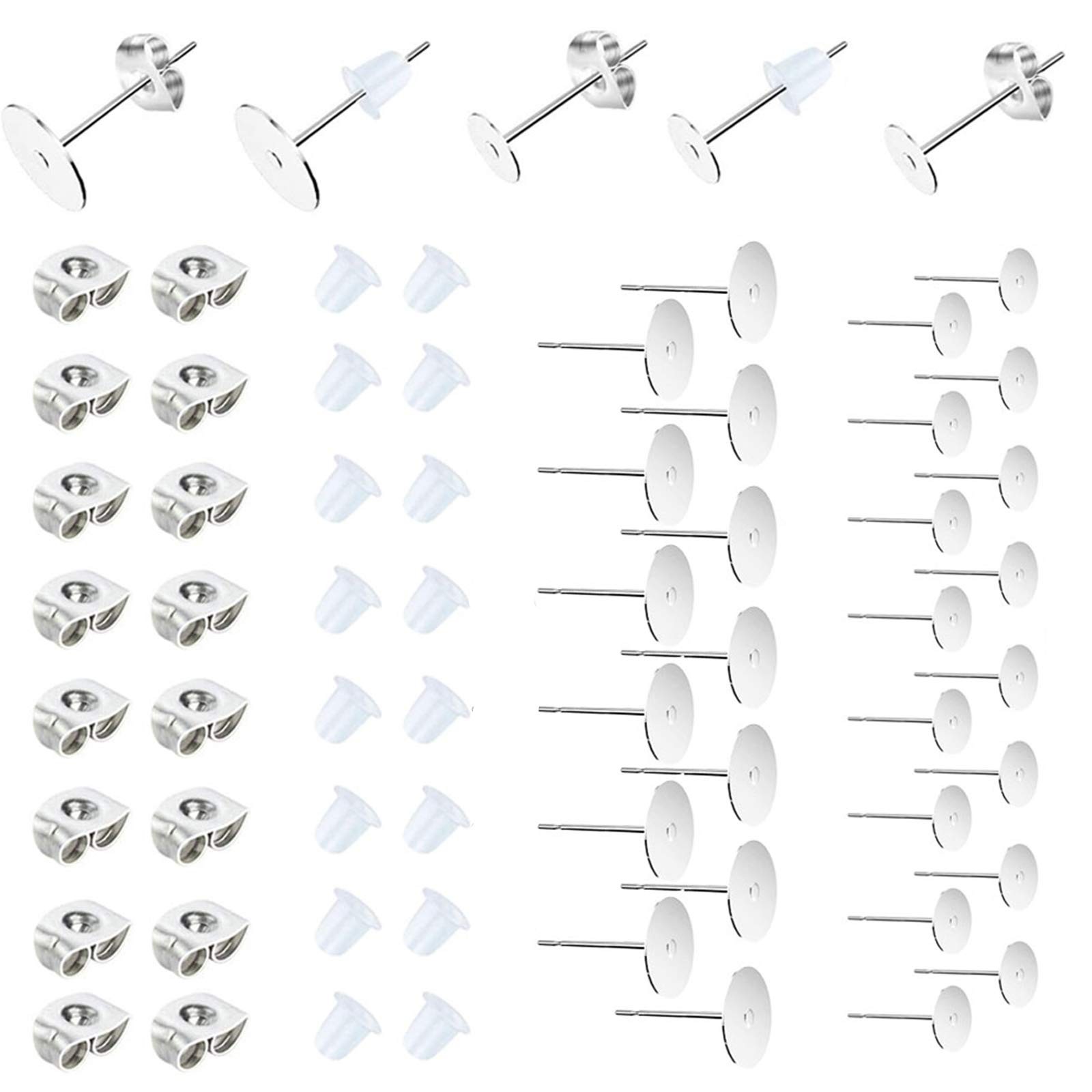 450PCS Earring Posts Stainless Steel Flat Pad,Hypoallergenic Stud Earrings
