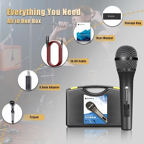 Professional Dynamic Microphone for Singing Karaoke Microphone with 16ft Black