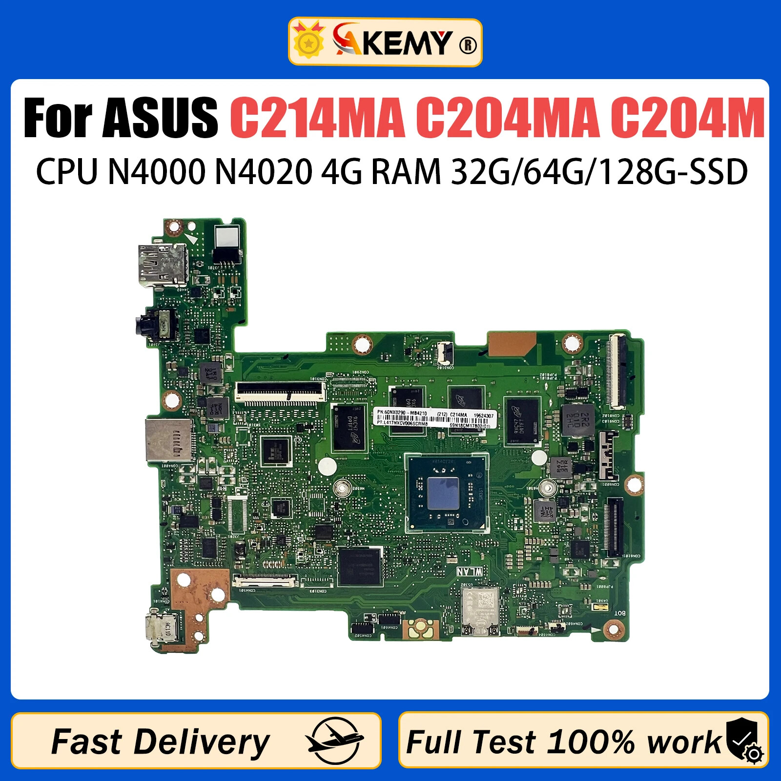 For ASUS C214MA C204MA C214 C204 Motherboard N4000 N4020 RAM-4GB SSD-32G/64G