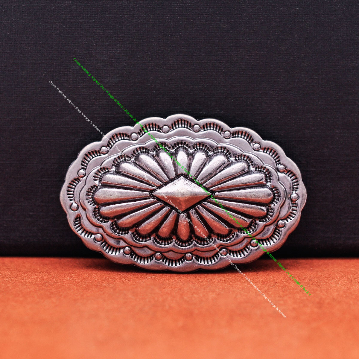 6X Silver Southeast Traditional Ethnic Floral Leathercraft Belt Concho Screwback