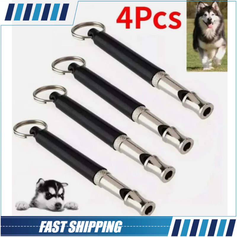 4x Dog Training WHISTLE UltraSonic Obedience Stop Barking Pet Sound Pitch Black