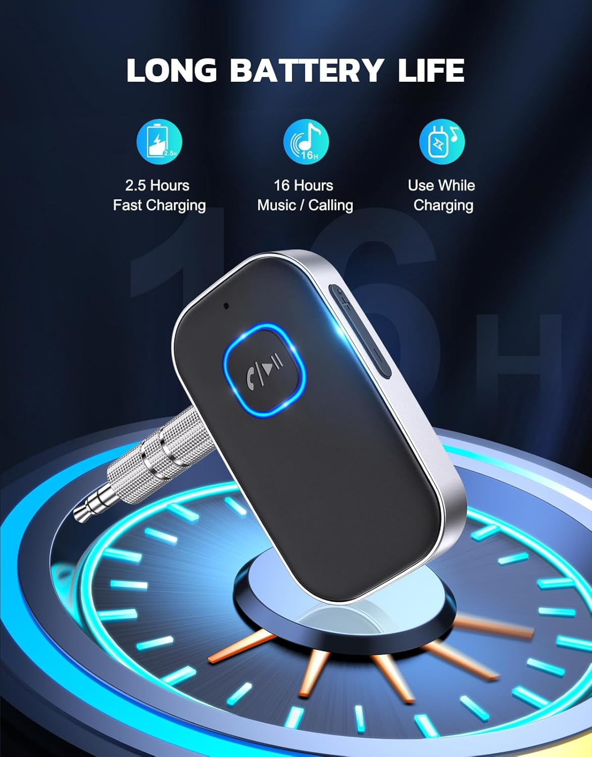 Bluetooth Receiver for Car, Noise Cancelling 3.5Mm AUX Bluetooth Car Adapter, Wi