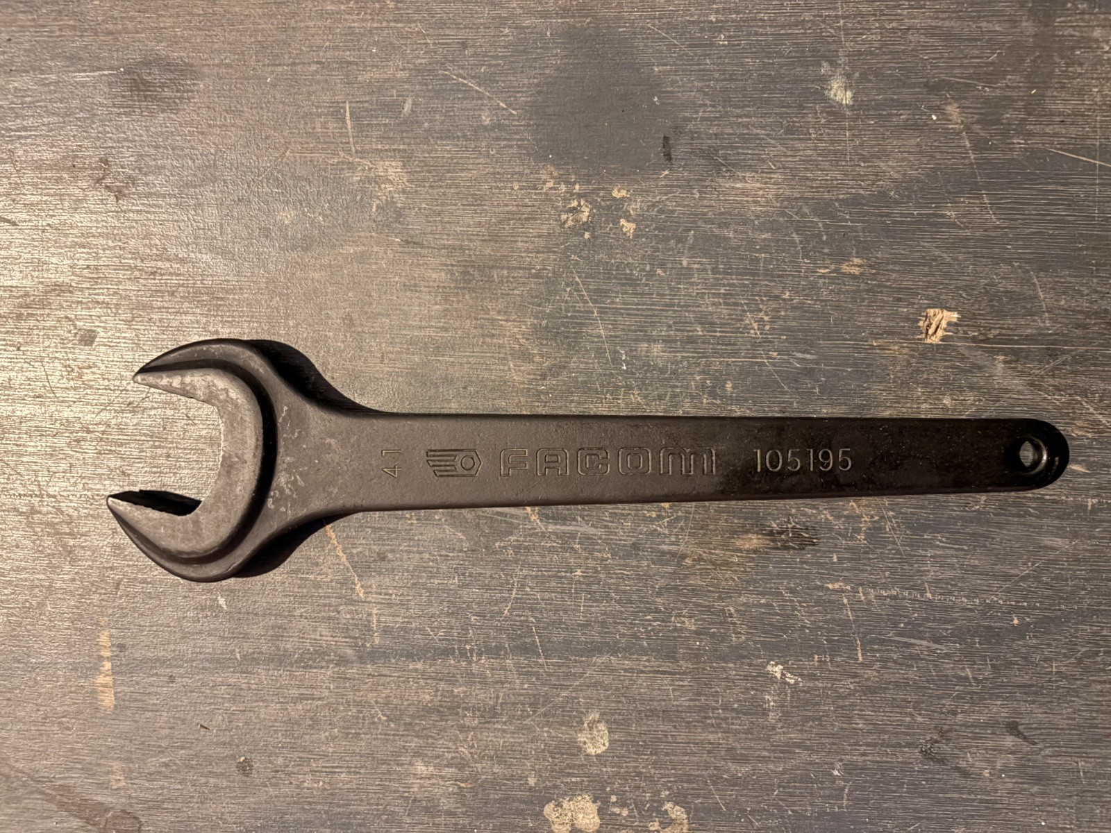 Facom Open End Wrench 41 mm, Black Oxide Carbon Steel Part 105195
