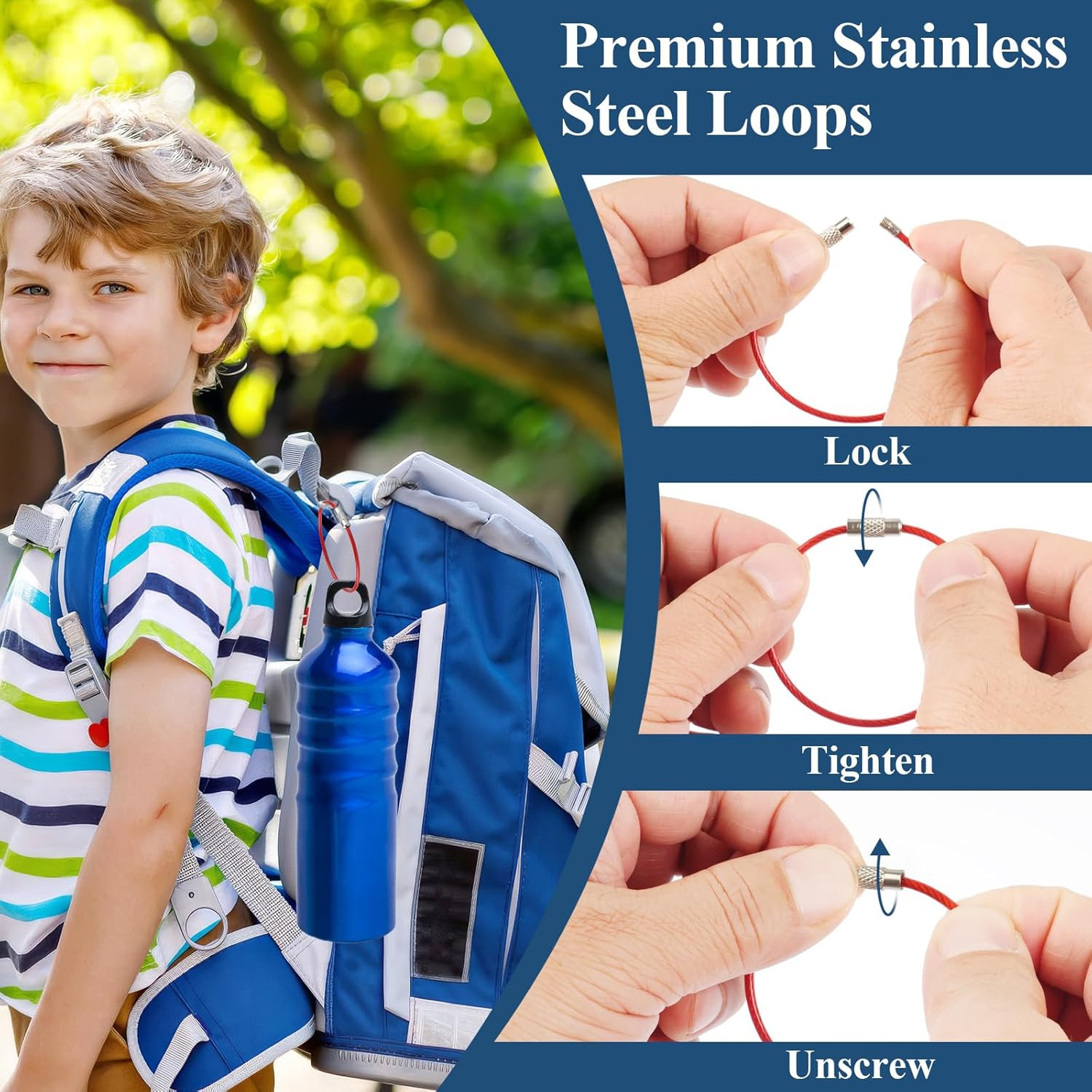 PEASUG 32 Pack Wire Keychain Cable, Cable Stainless Steel Key Ring, Luggage Tags