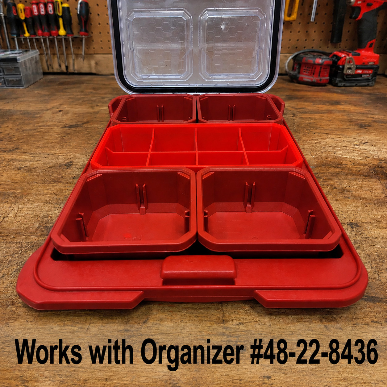 Fits Milwaukee Packout Low Profile Storage Tray with 8 Sections Red 1 Organizer