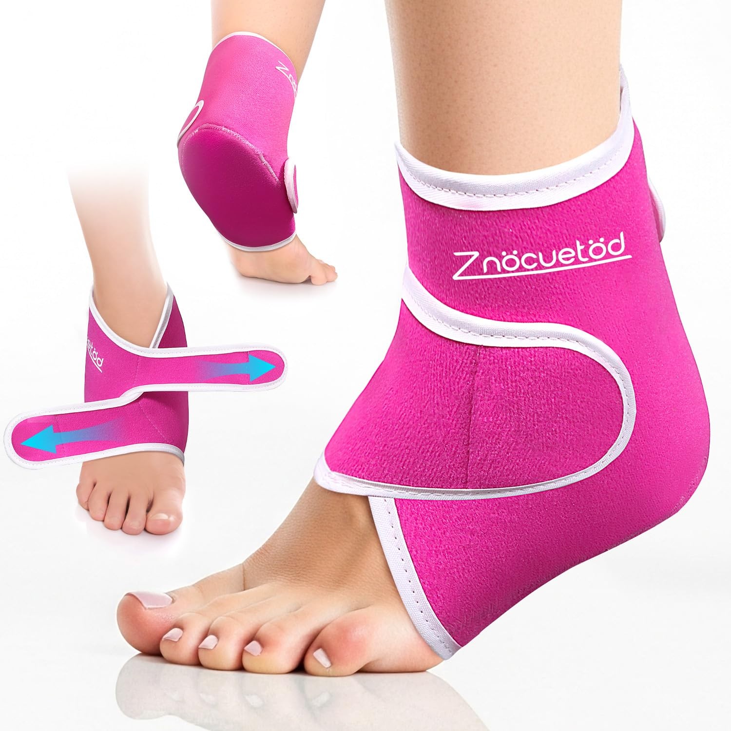 Ankle Ice Pack Wrap Reusable Gel Cold Compression Plantar Fasciitis Hot Pink