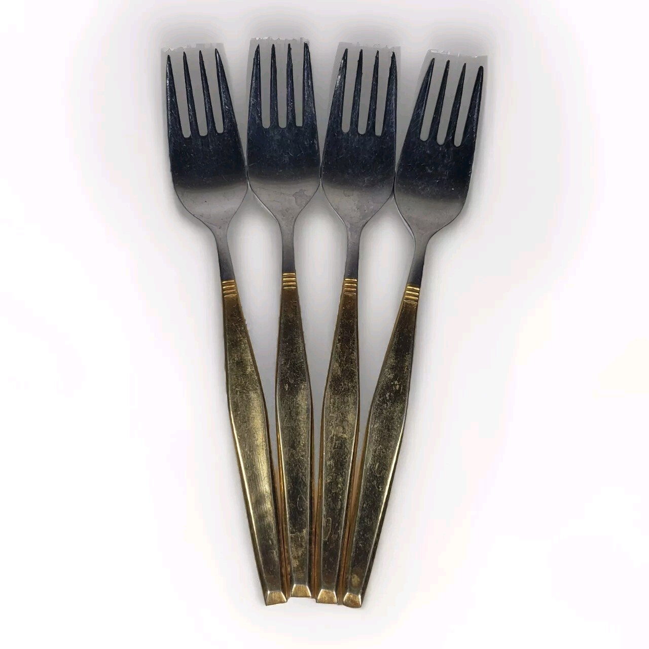 Vintage Gold Plated Eldan Salad Forks Set Of 4