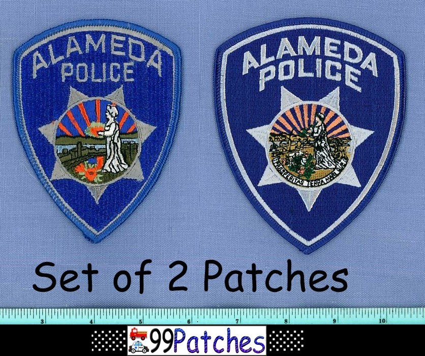 ALAMEDA (2 Patches LOT) CALIFORNIA Police Shoulder Patch TOWN SCENE SUNRISE 2E