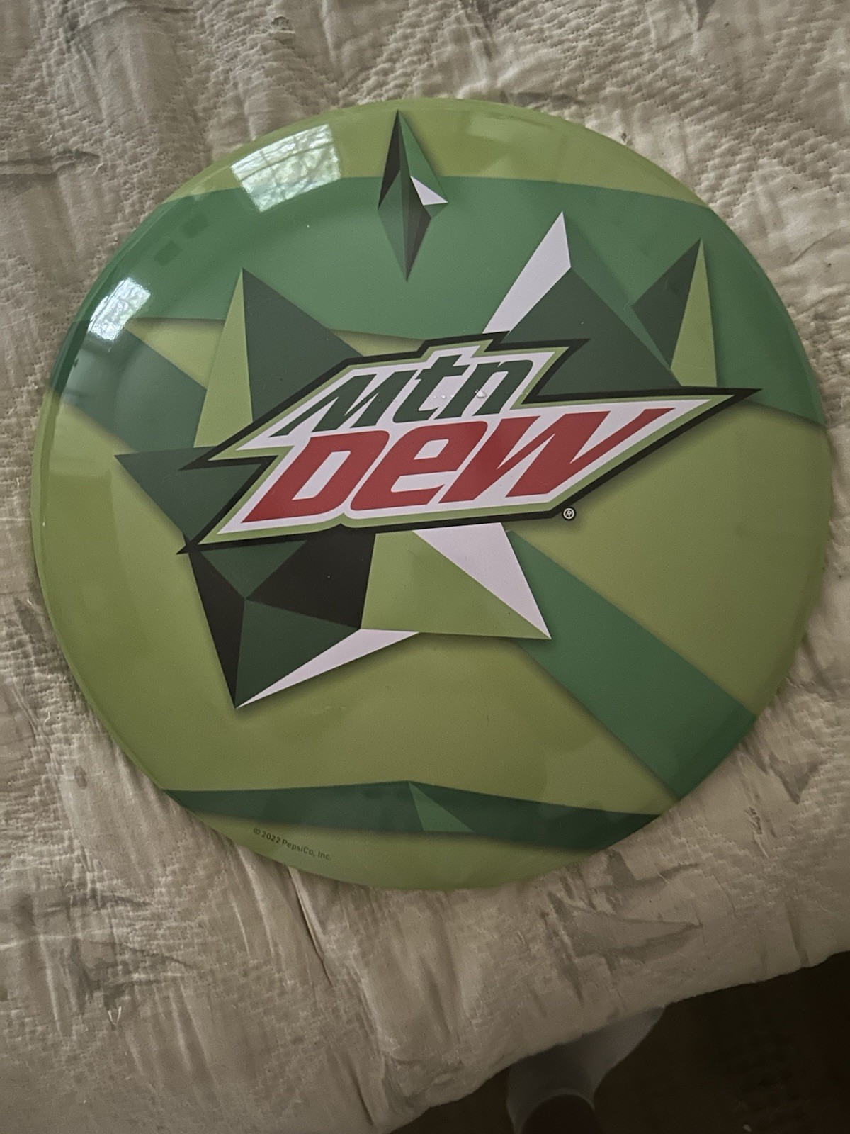 Mountain Dew 16” Diameter New Metal Round Disc Sign For Hanging