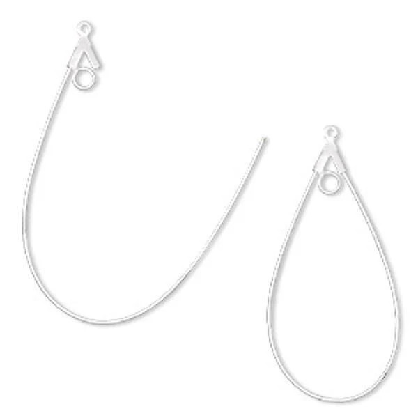 Beading Hoops 20 Silver Plated Brass 20 Gauge 40x22mm Teardrop Earring Finding
