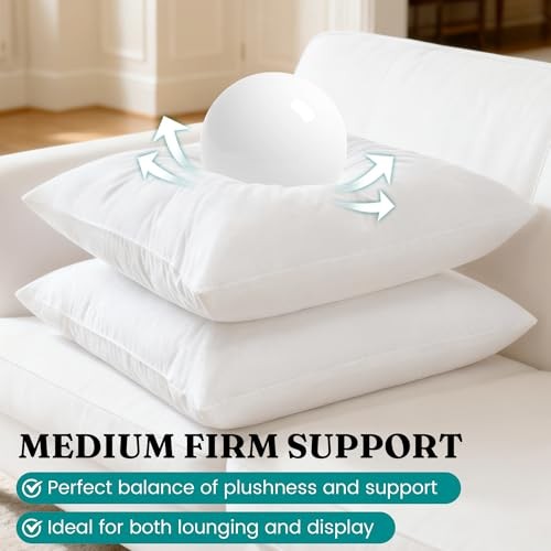18x18 Feather Down Alternative Throw Pillow Inserts, 100% Cotton 18x18 Inch 2