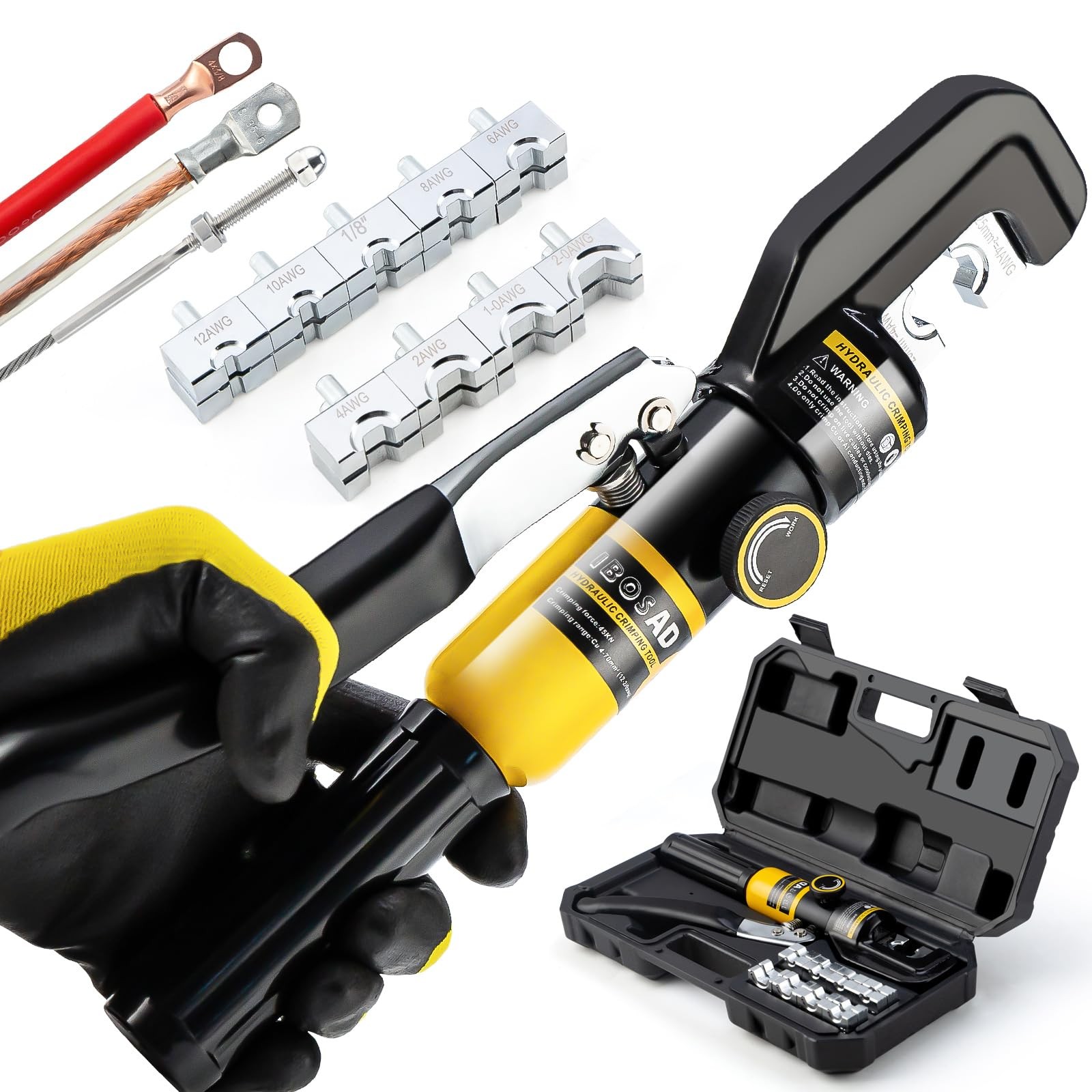 10 Tons Hydraulic Wire Battery Cable Lug Terminal Crimper Crimping Tool With ...