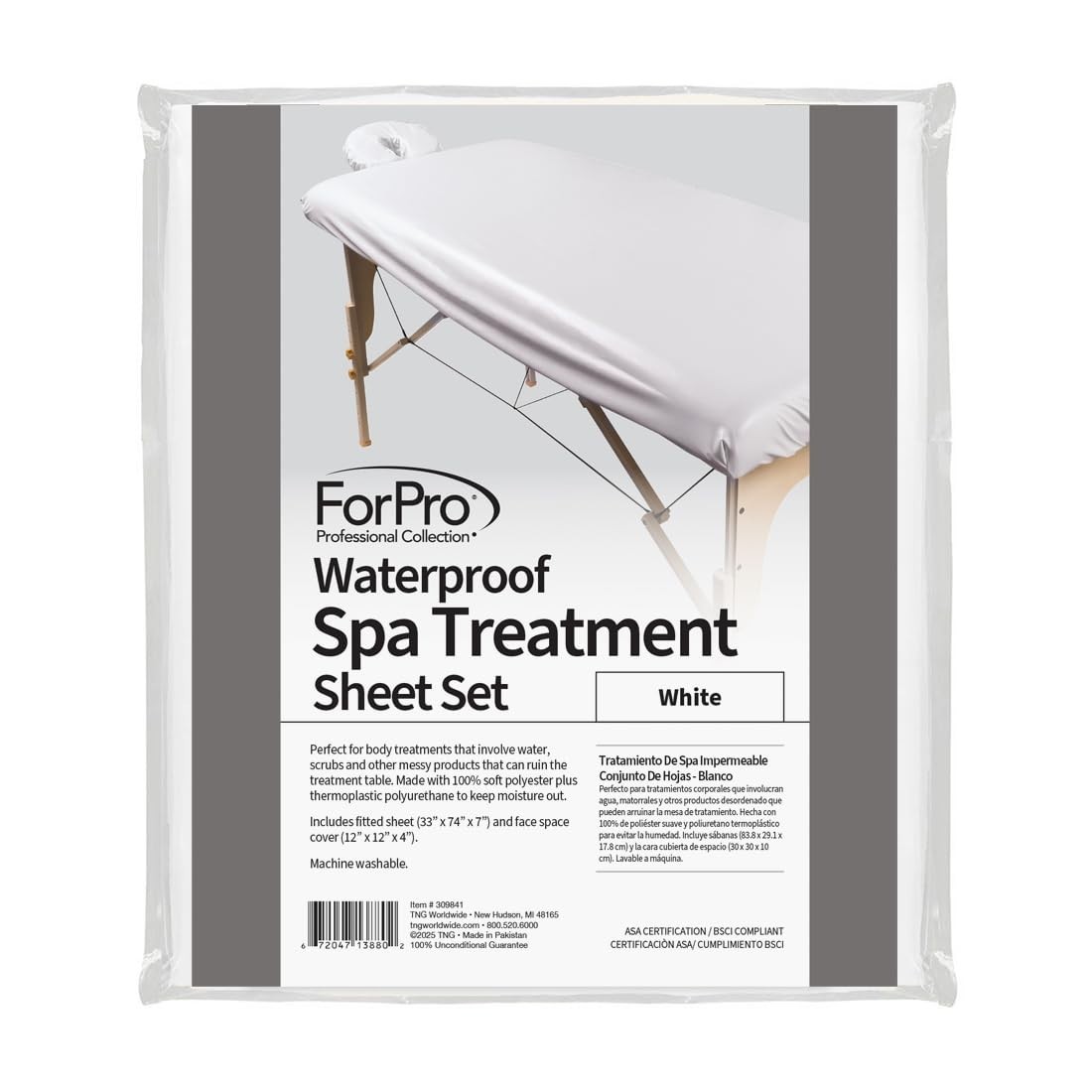 Spa Treatment Water-Resistant Massage Table Cover - Includes Fitted Sheet, White