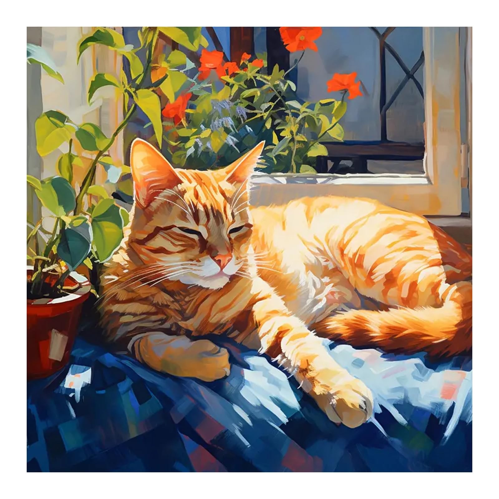 SJUTOUCI Diamond Painting Kits for Adults, Napping 12x12 inches, multicolored