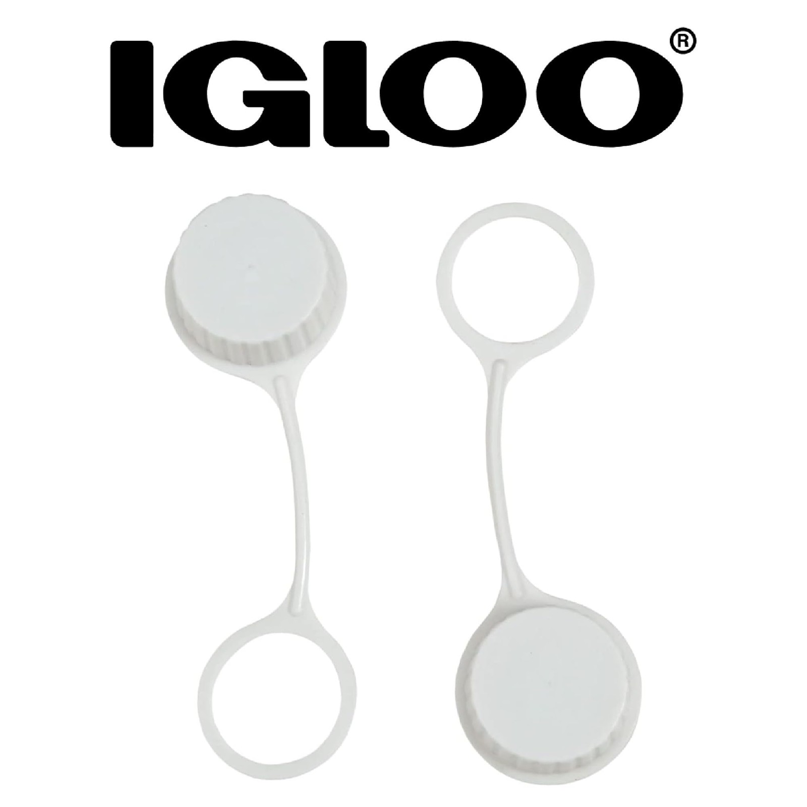 Cooler Threaded Drain Plug Caps with Plastic Tether 20049 White Small