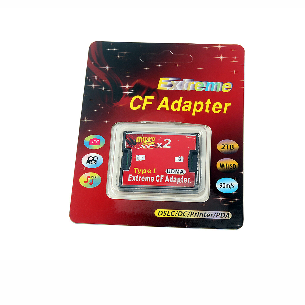 Dual 2 port Micro SD SDHC to Compact Flash CF 1 Type I Card Adapter Converter