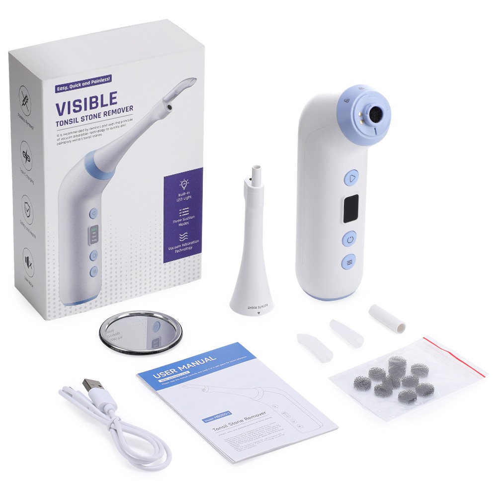 Electric Visual Tonsil Stone Remover Kit LED Light Vacuum Tonsil Stone Cleaner