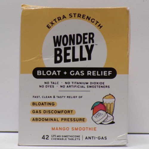 Wonder Belly Bloat + Gas Relief  Anti-Gas Mango Smoothie 42 Chewable Exp. Oct.26