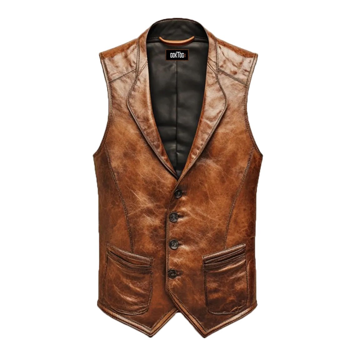 Mens Leather Vintage Vest, Western Club Style Vests, Cowboy Waistcoat Outfit
