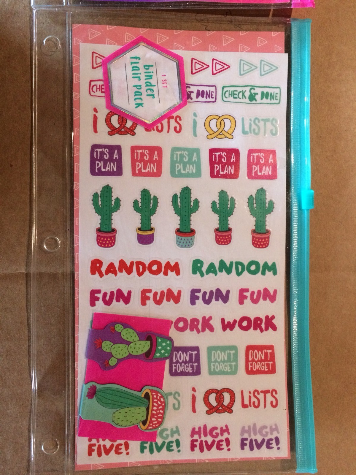 Lot Of 16 Plastic Binder Flair Packs Girls Plastic Pink & Teal New!!