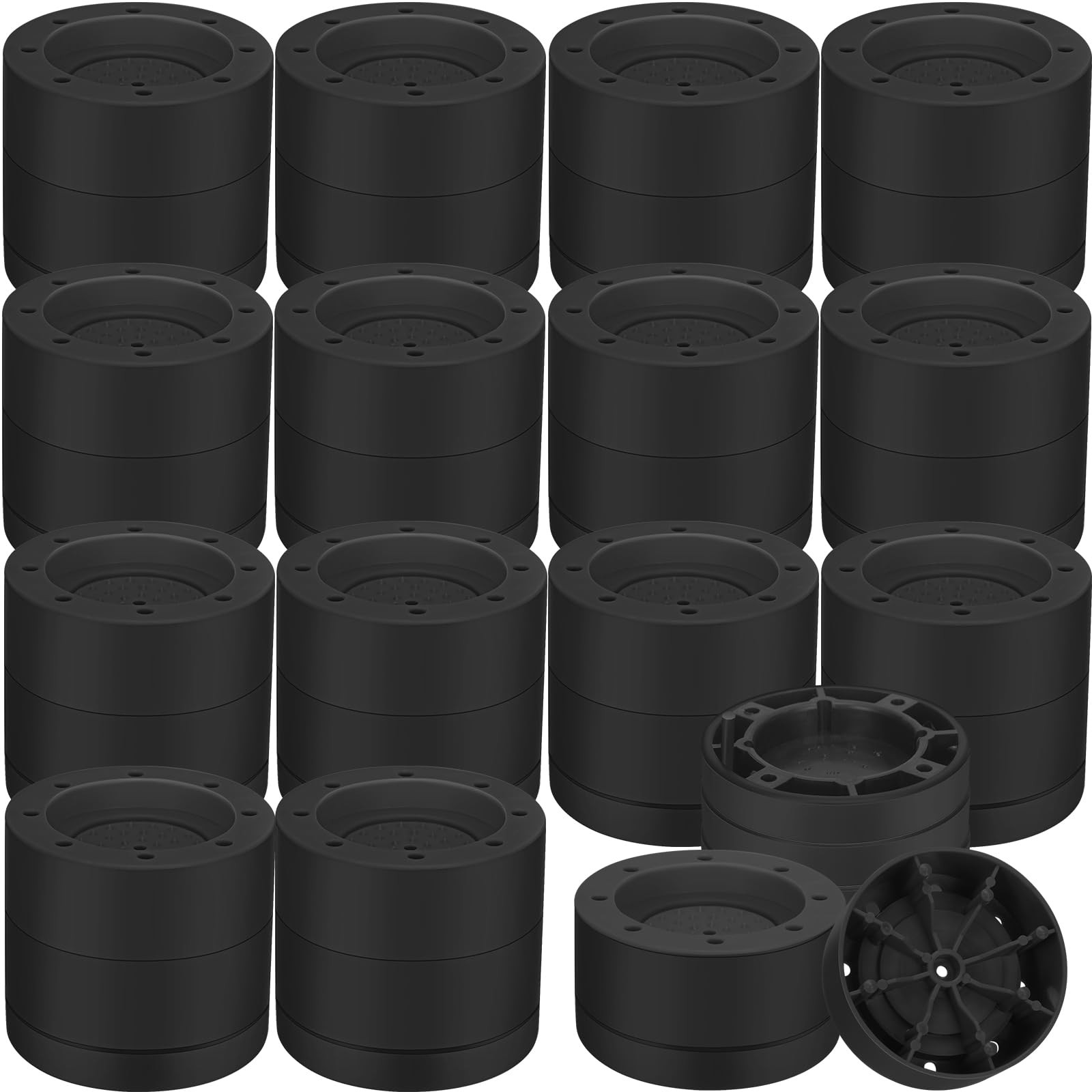 16 Pack Black Heavy Duty Stackable Adjustable Bed Furniture Risers