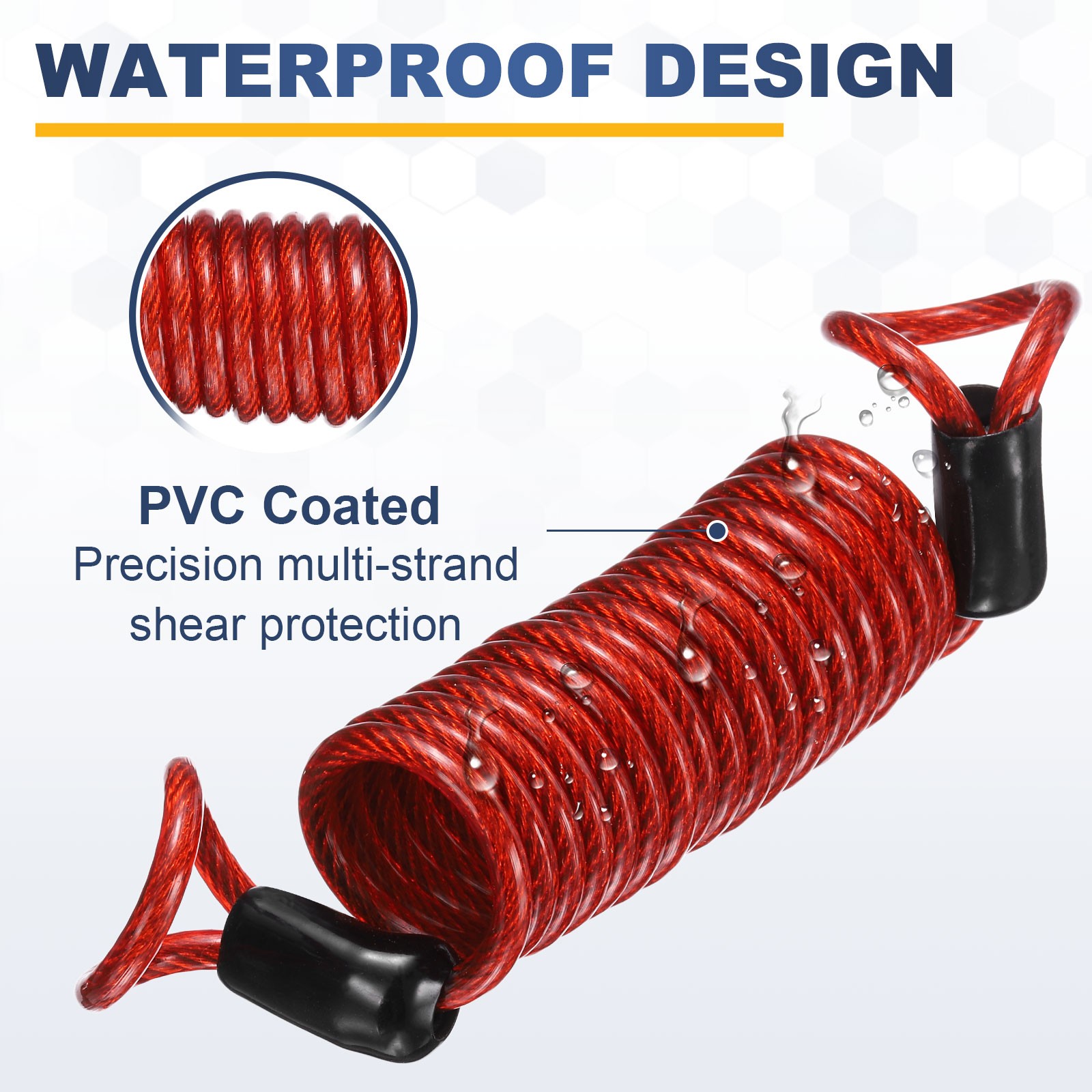 4.9Ft Security Cable Lock Steel Safety Cable with 3.8" Combination Lock Red