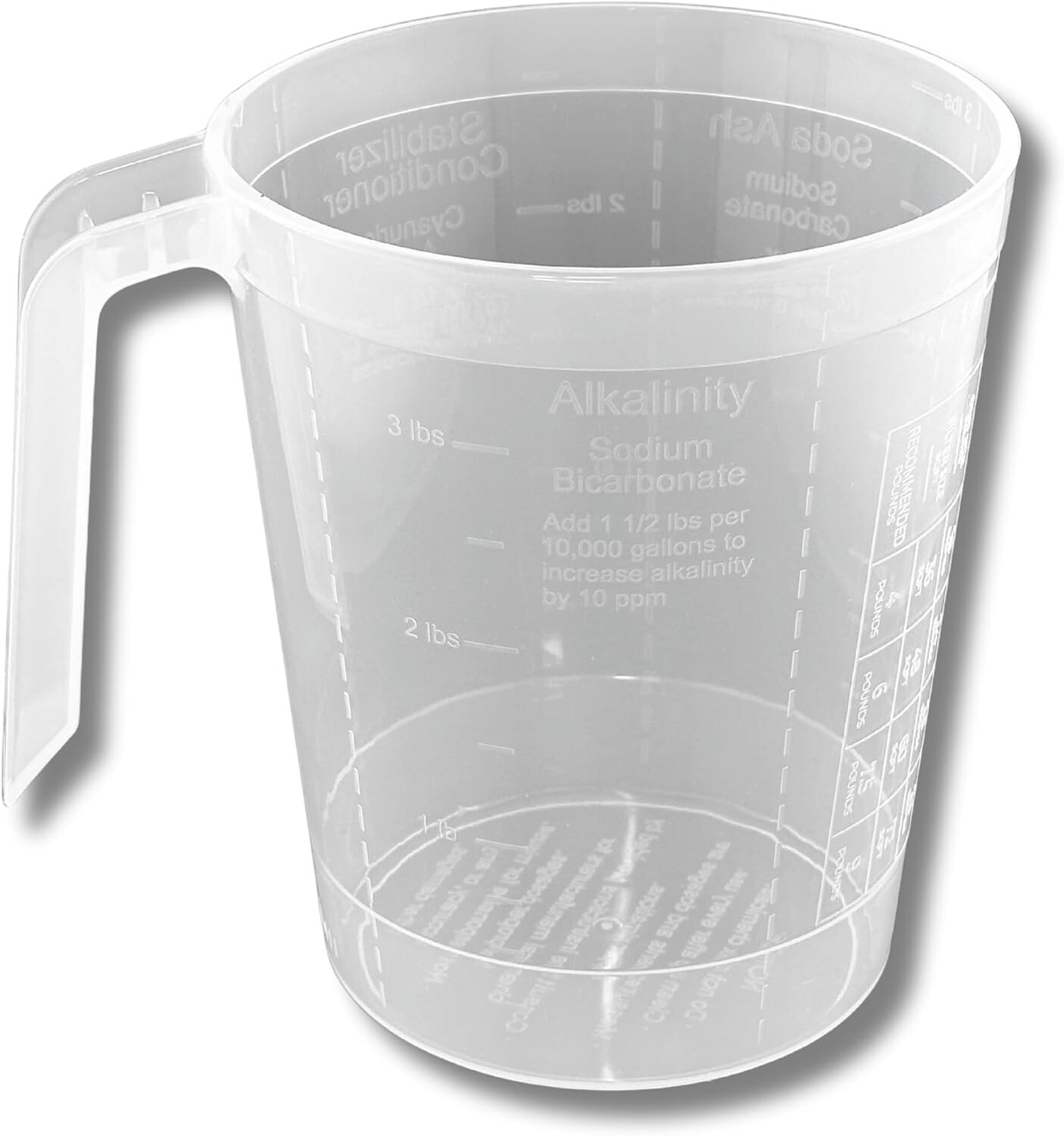 Clear 1 Lb. Pool DE Measuring Scoop/Cup for Dry Filter Powder, Chem. Measurement