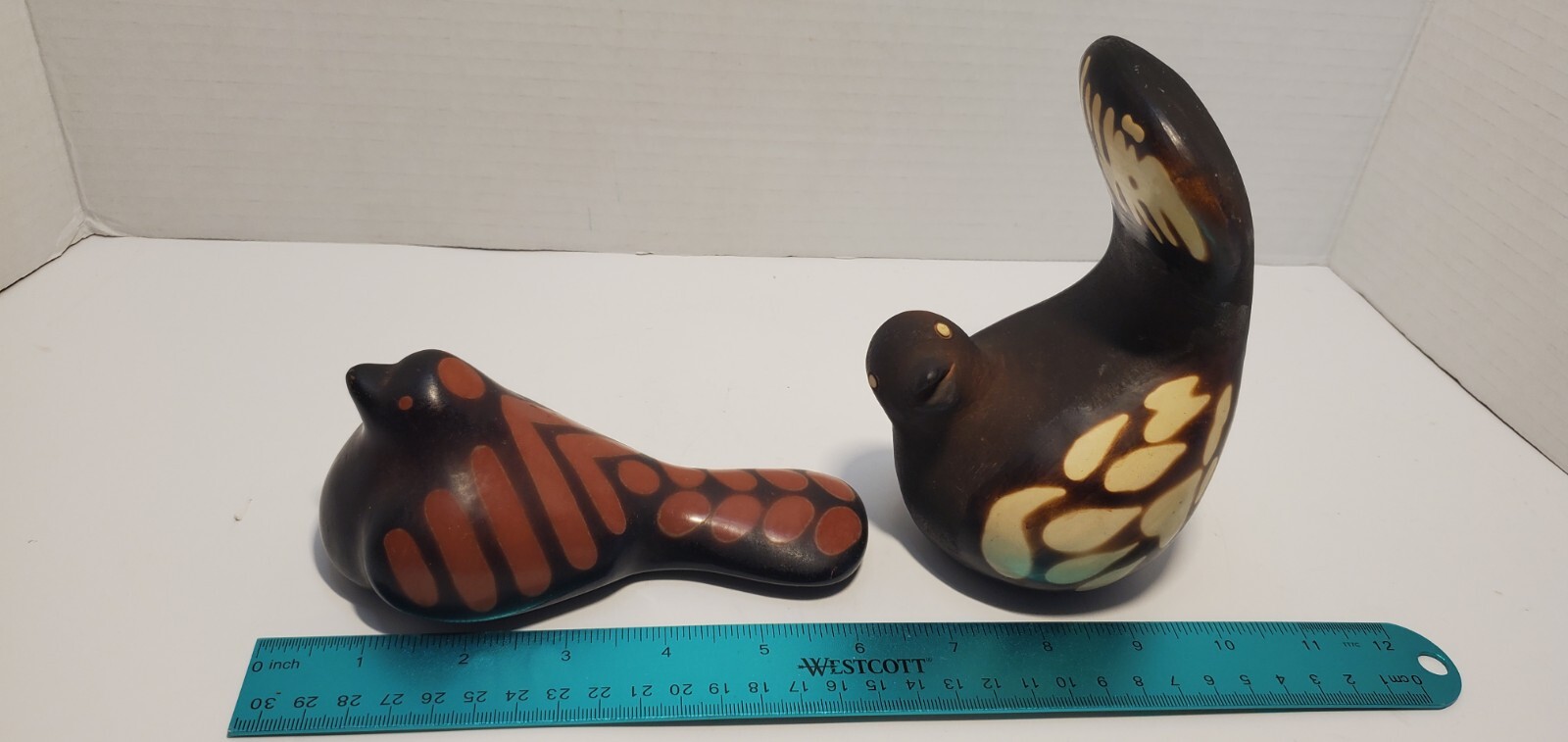Vtg 2 Primitivo GARCIA Art Pottery Birds Peruvian Partridge Sculpture Figurines