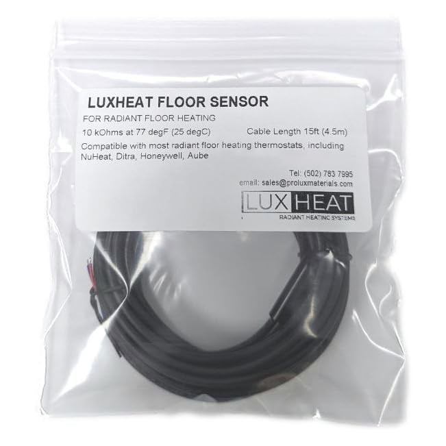 LuxHeat Temperature Floor Sensor for Radiant Under Backup Sensor, Black