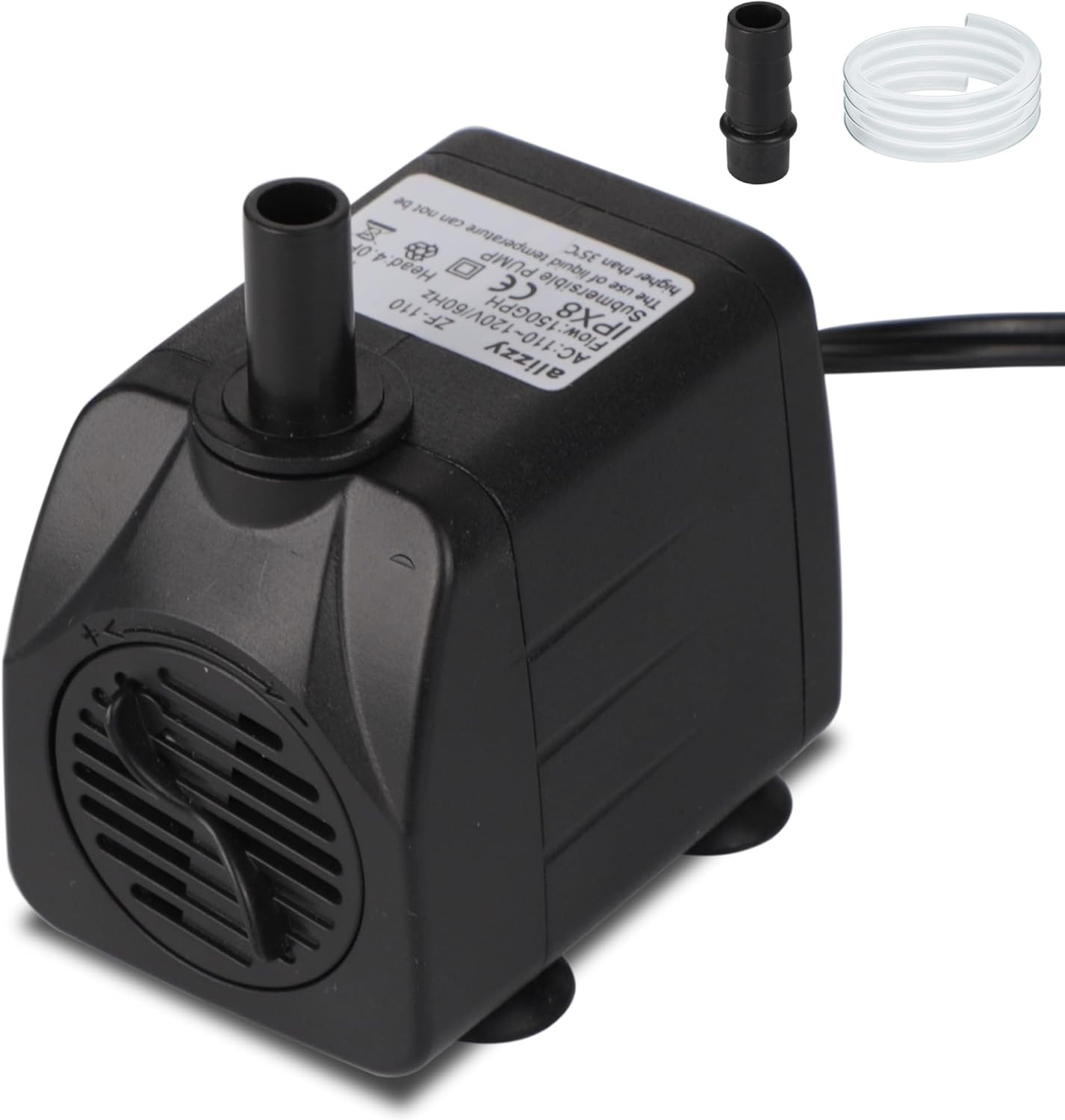 150 GPH (570L/H) 10W Durable Small Submersible Water Pump with Tubing for Founta