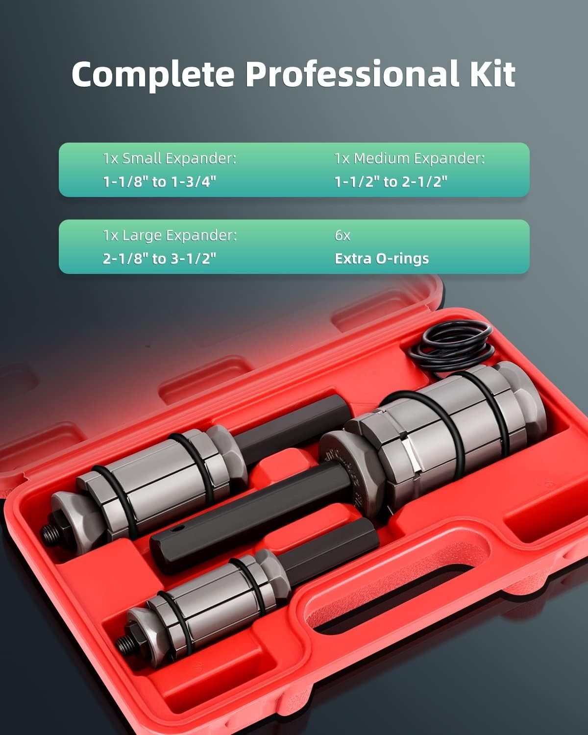 Lightweight 3-Piece Pipe Expander Set with 6 O-rings - Essential Tool for Trucks