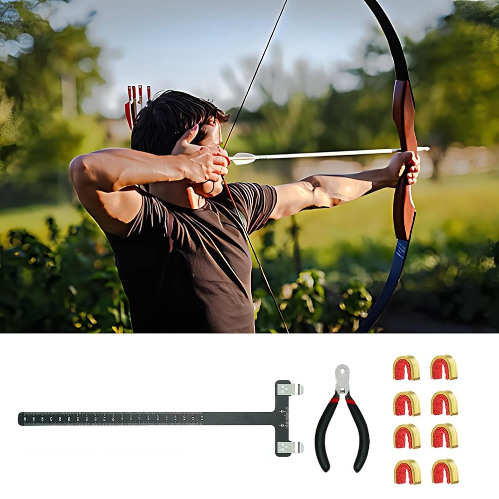 Bow String Nocking Points Set with T Square Ruler Nocking Buckle Pliers and3169