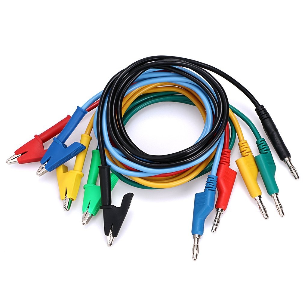 Durable 5PCS 4mm Stackable Banana Plug Probes with Strong Alligator Clips