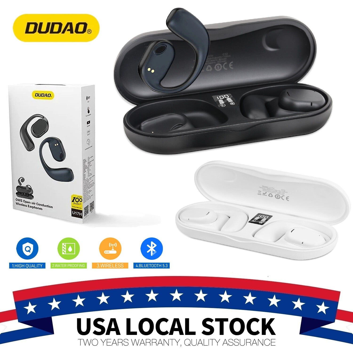New Bluetooth 5.3 Headsets Wireless Earbuds Earphones Stereo Headphones Ear Hook