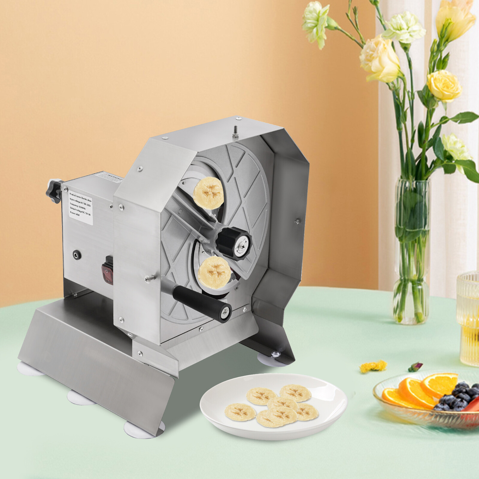 AC 100V  Electric Vegetable Fruit Food Slicer Cutter Slice Thickness 0-0.5in