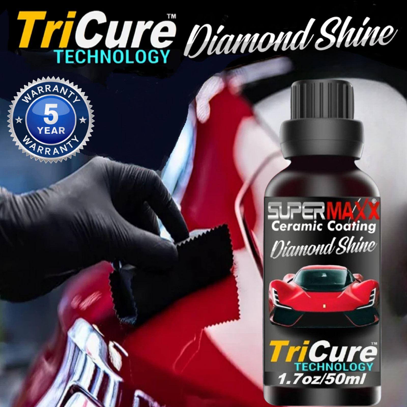 CERAMIC COATING FOR CARS ADVANCED "DIAMOND SHINE" TRICURE PAINT PROTECTION-'KIT'