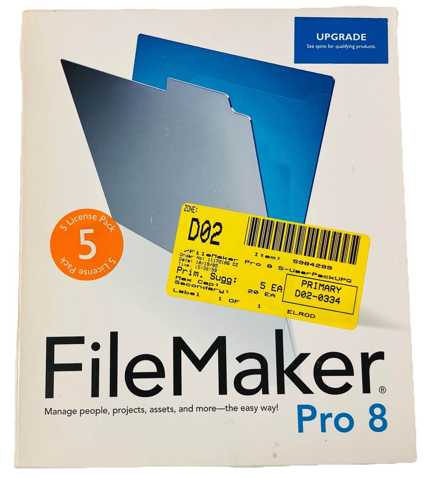 FileMaker Pro 8 Upgrade 5-License Pack Mac Windows XP Box Manuals CD Database
